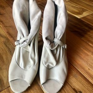 Peep toe booties heels